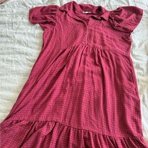 Jane and Delancey Raspberry Pink Puff Sleeve Midi Dress